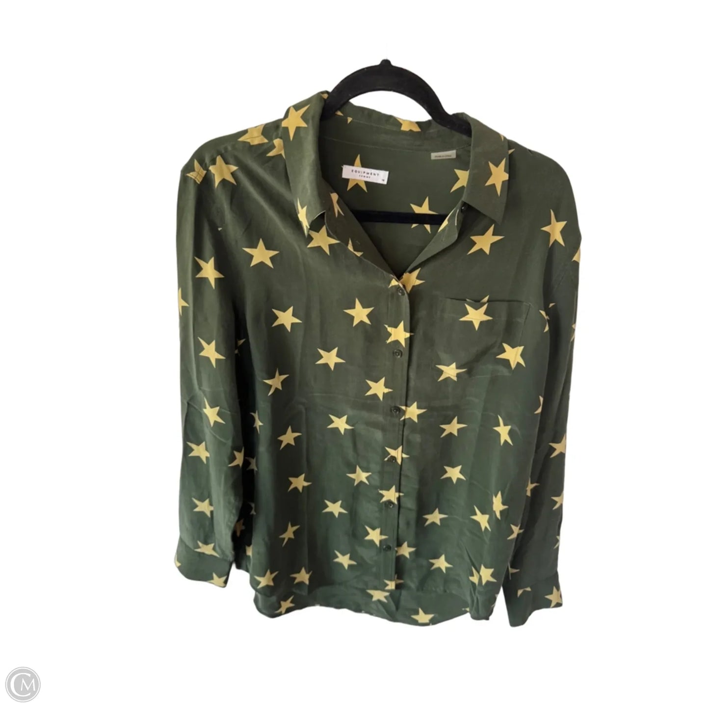 Top Long Sleeve By Equipment In Green, Size: M
