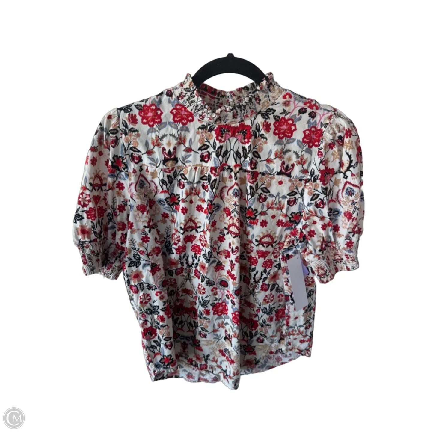 Top Short Sleeve By Loft In Red & White, Size: L