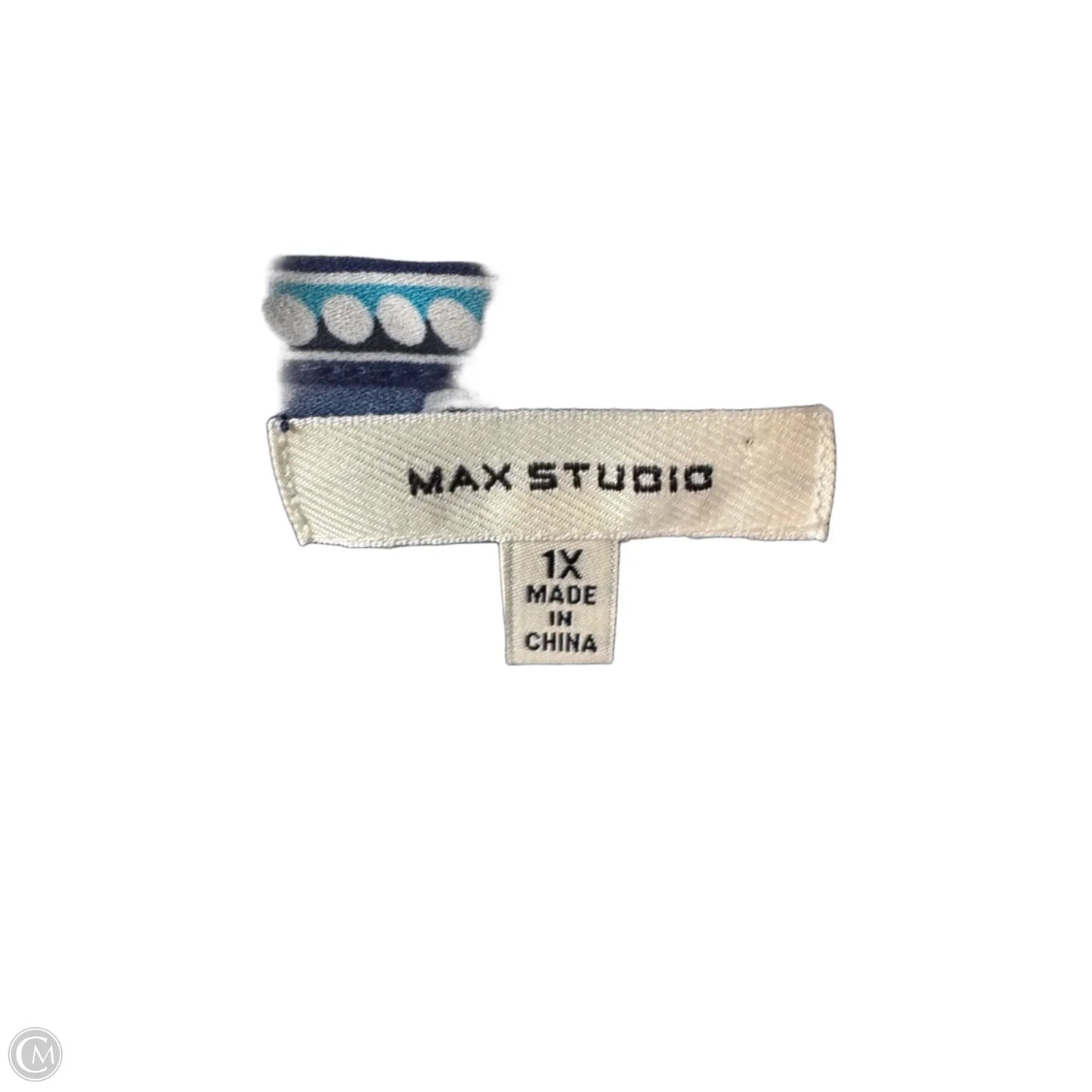 Top Short Sleeve By Max Studio In Blue & White, Size: 1x