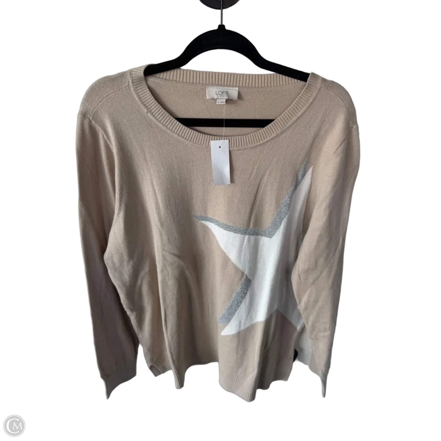 Sweater By Loft In Tan & White, Size: Xl