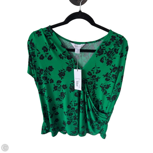 Top Short Sleeve By Liz Claiborne In Black & Green, Size: L