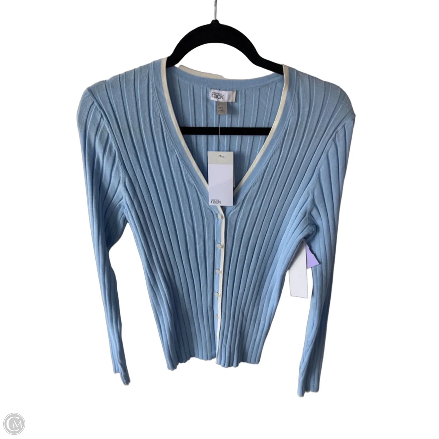 Sweater Cardigan By Cmc In Blue & Cream, Size: L
