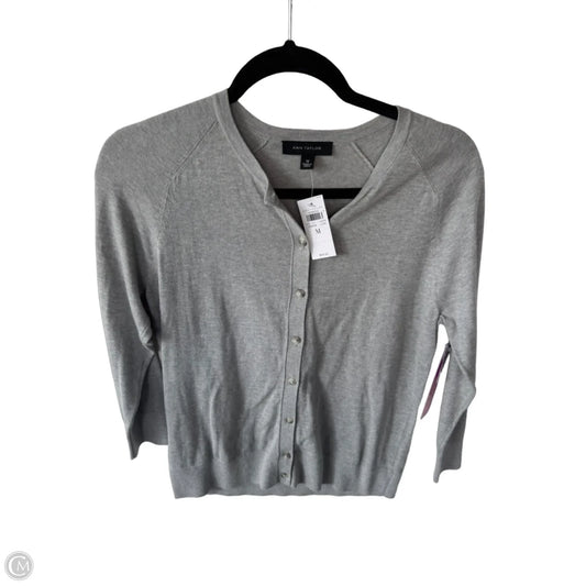 Sweater Cardigan By Ann Taylor In Grey, Size: M