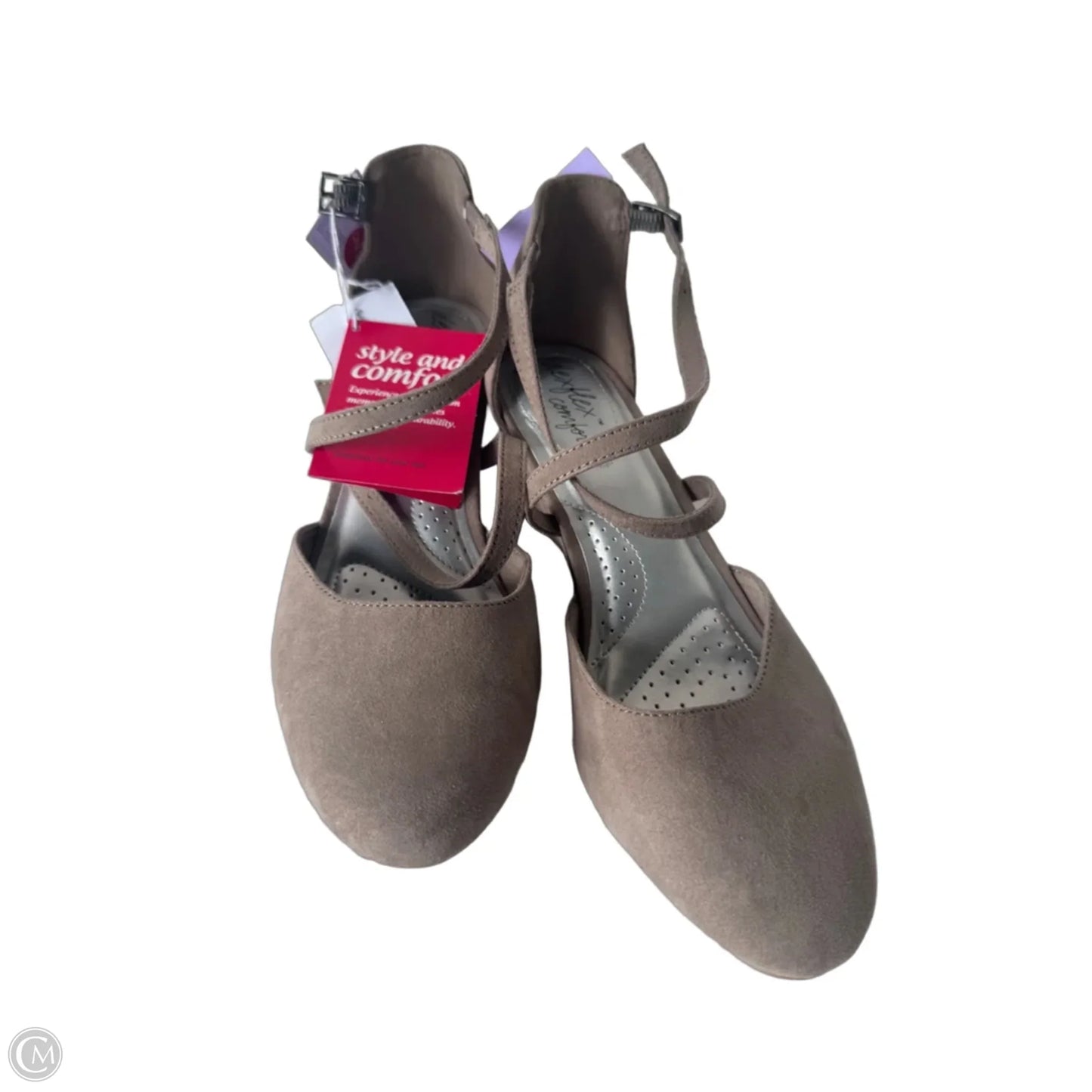 Shoes Heels Wedge By Dexflex In Taupe, Size: 8