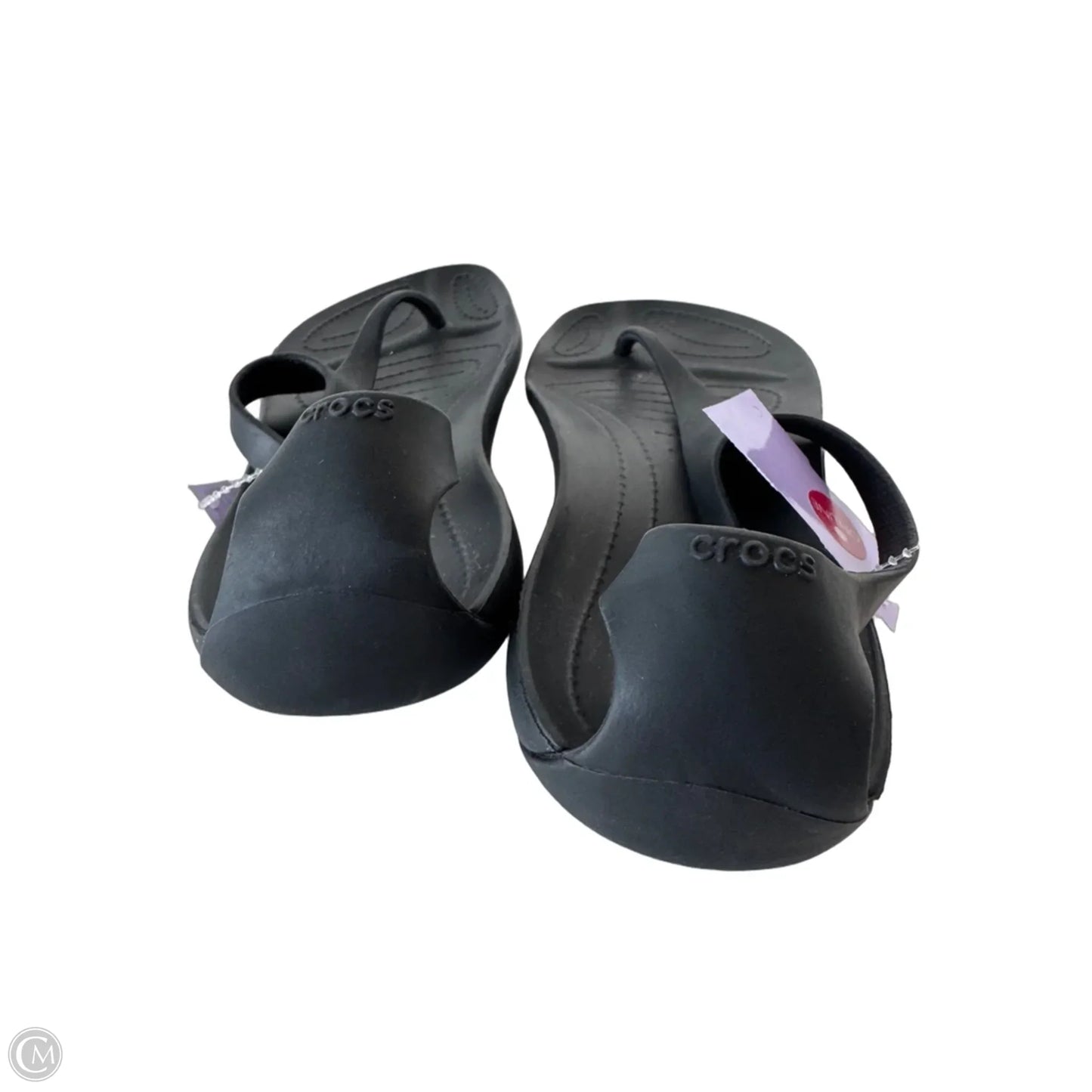 Sandals Flats By Crocs In Black, Size: 7