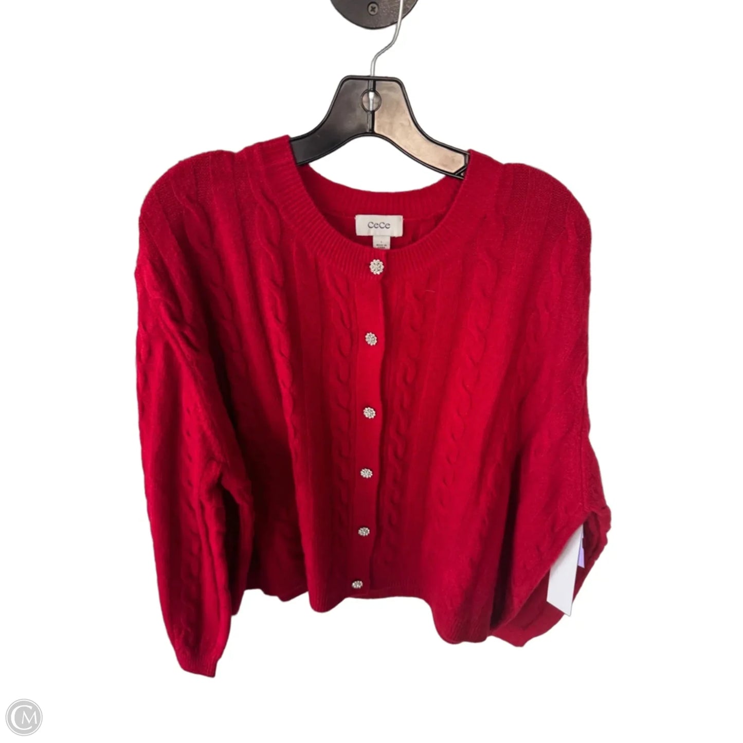 Sweater Cardigan By Cece In Red, Size: L