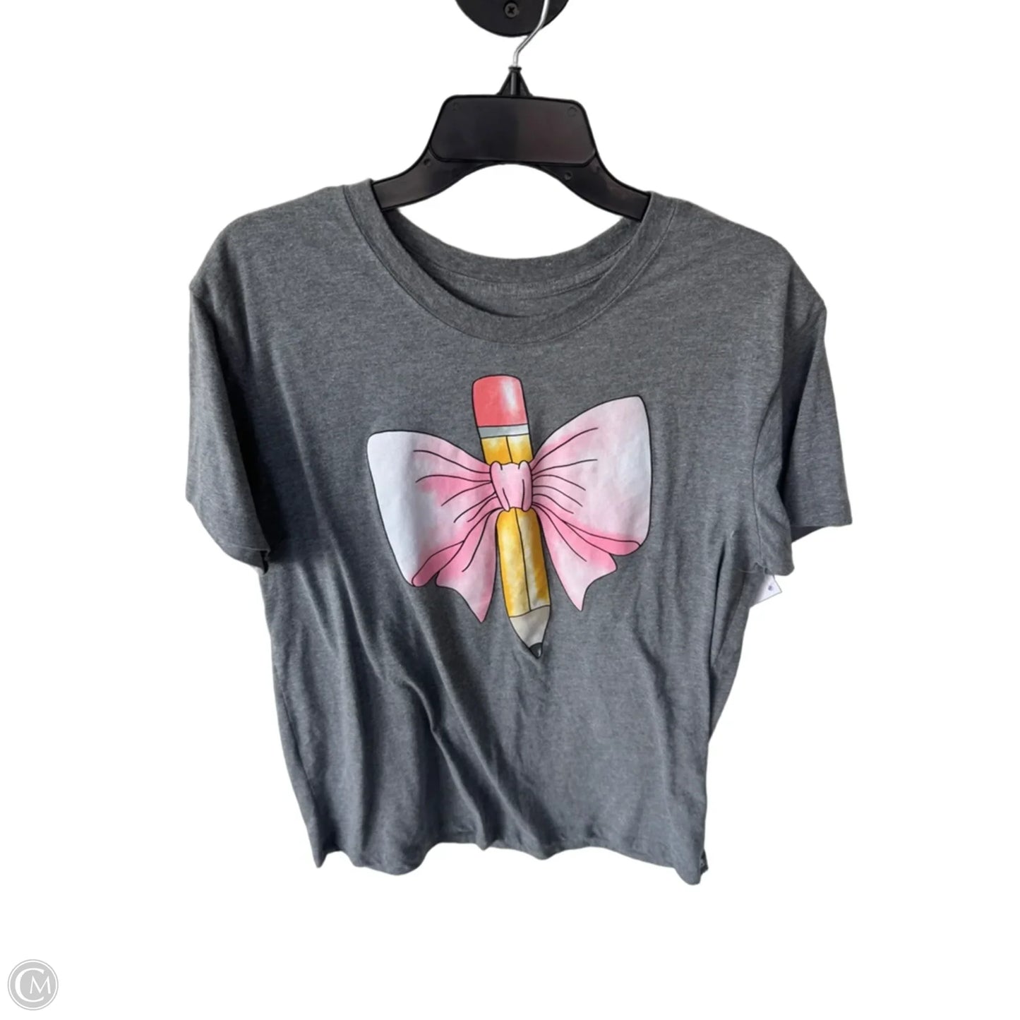 Top Short Sleeve Basic By Clothes Mentor In Grey & Pink, Size: L