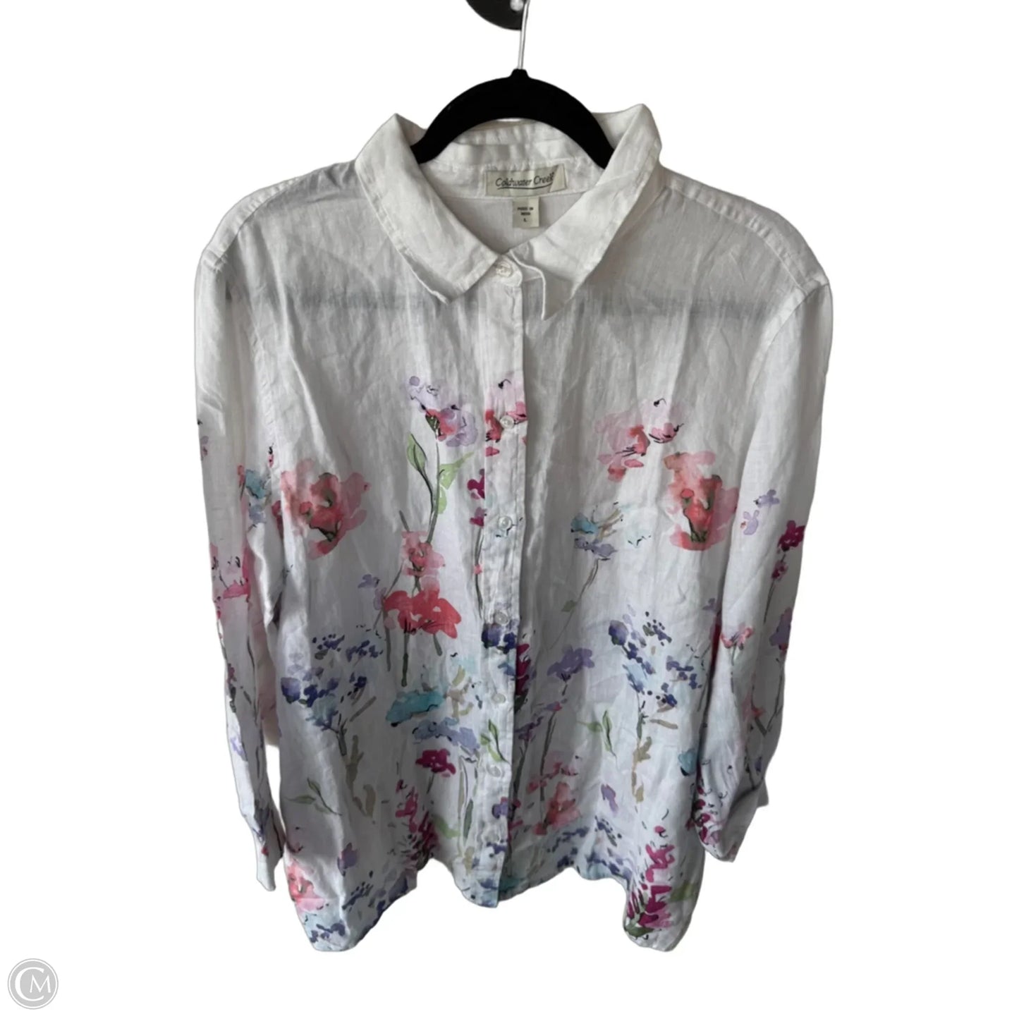 Top Long Sleeve By Coldwater Creek In Pink & Purple, Size: L