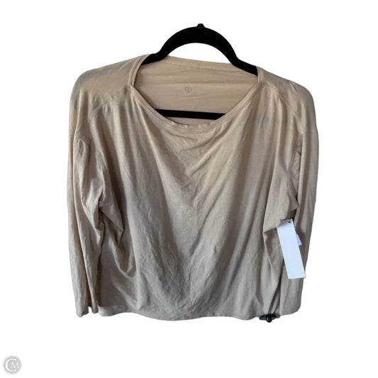 Athletic Top Long Sleeve Crewneck By Lululemon In Tan, Size: M