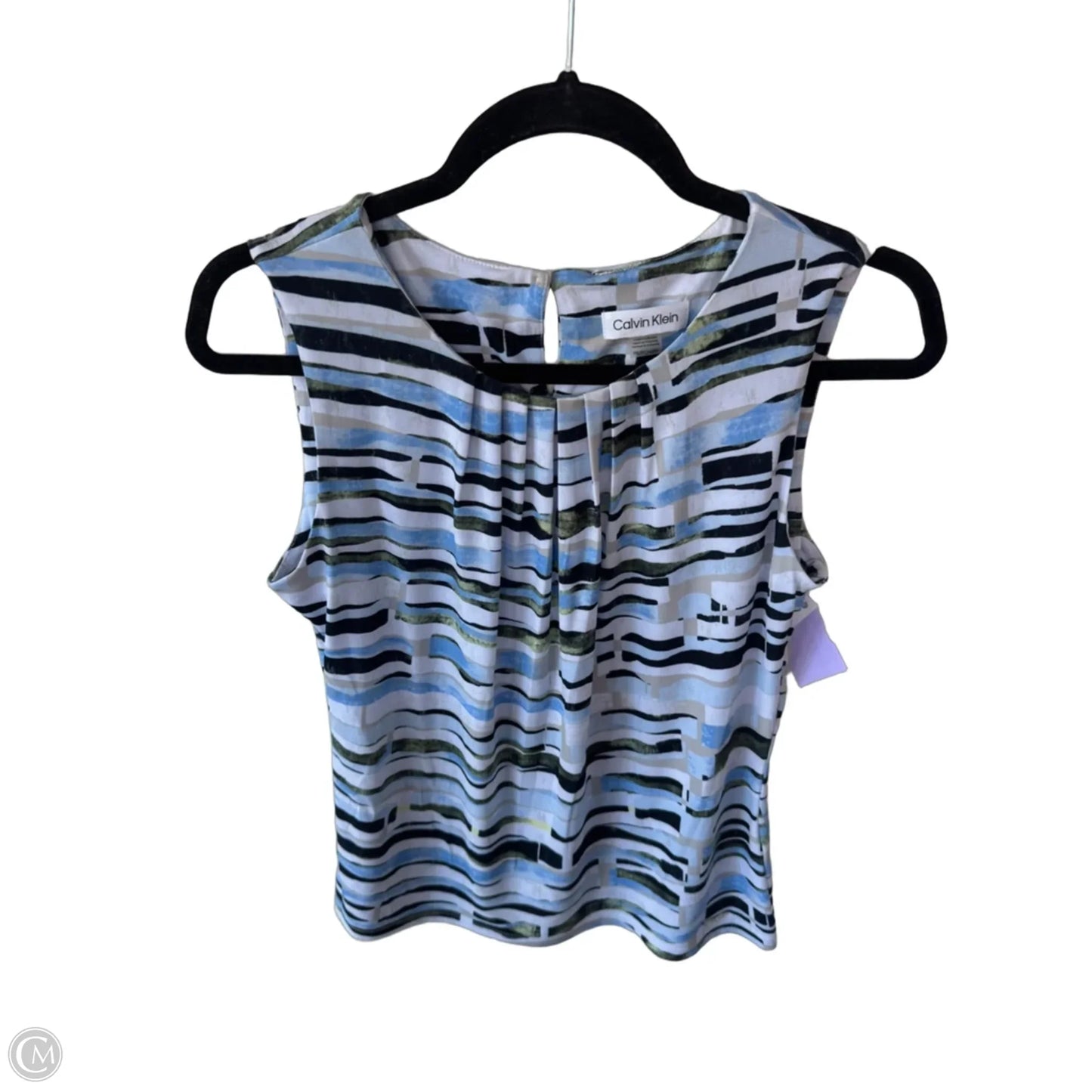 Top Sleeveless By Calvin Klein In Blue & White, Size: Sp