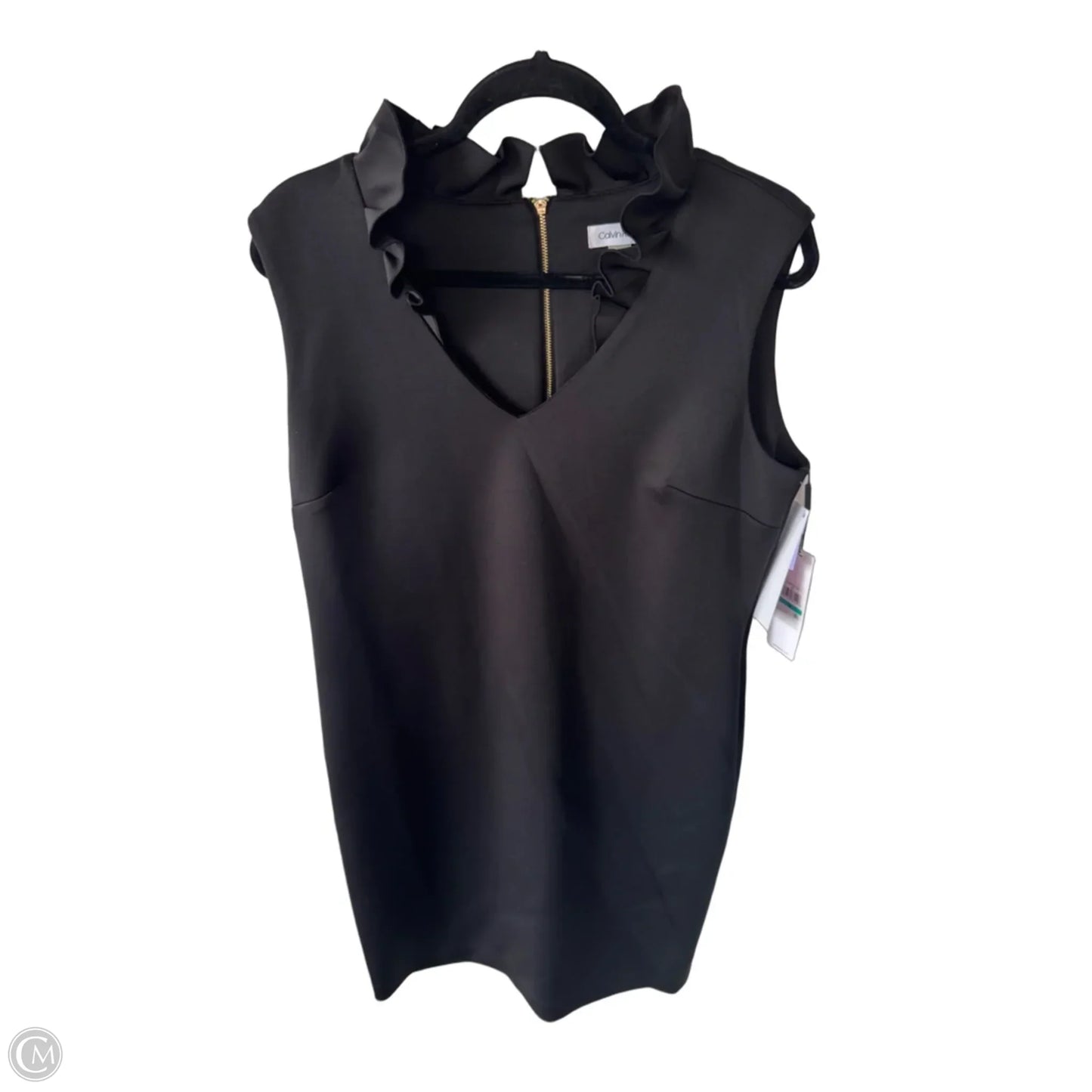 Dress Work By Calvin Klein In Black & Gold, Size: Xl