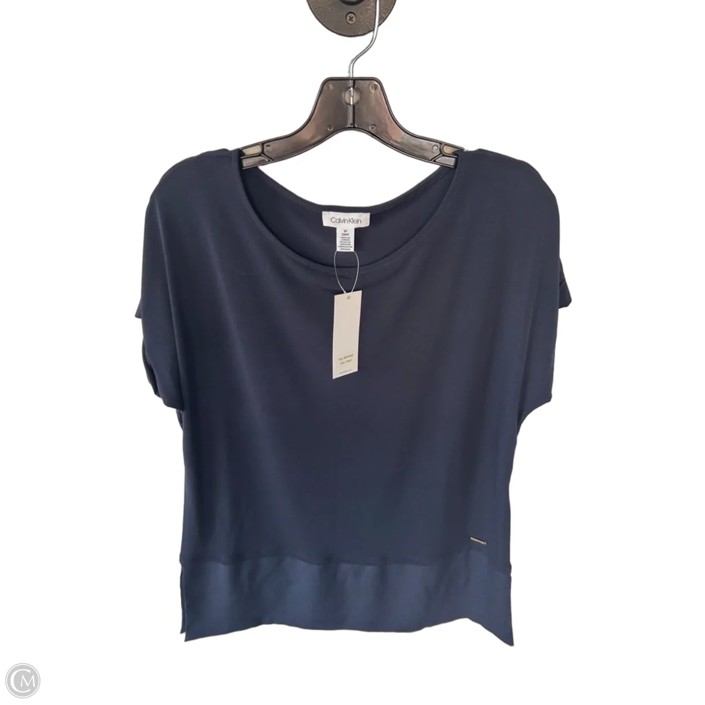 Top Short Sleeve By Calvin Klein In Navy, Size: S
