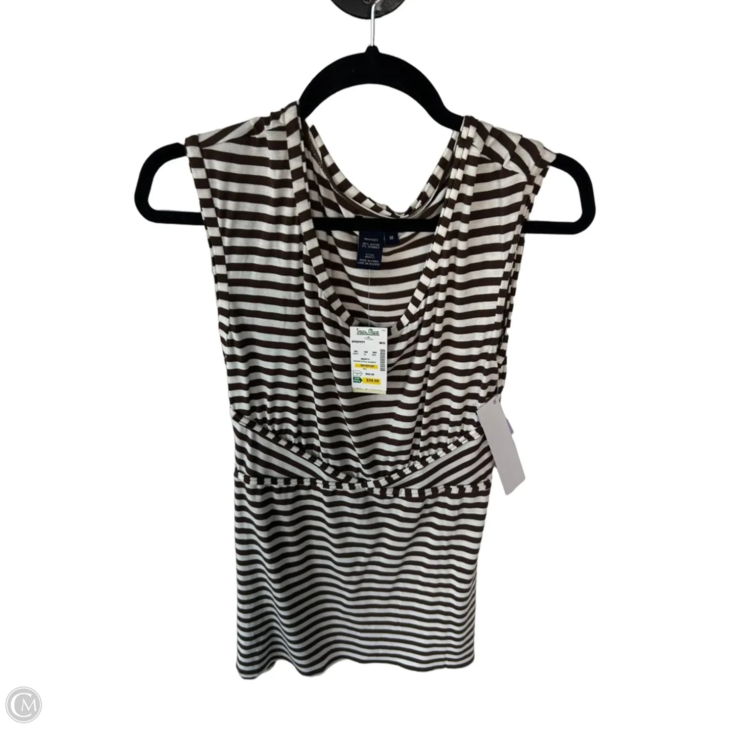 Tunic Short Sleeve By Max Edition In Brown & White, Size: M