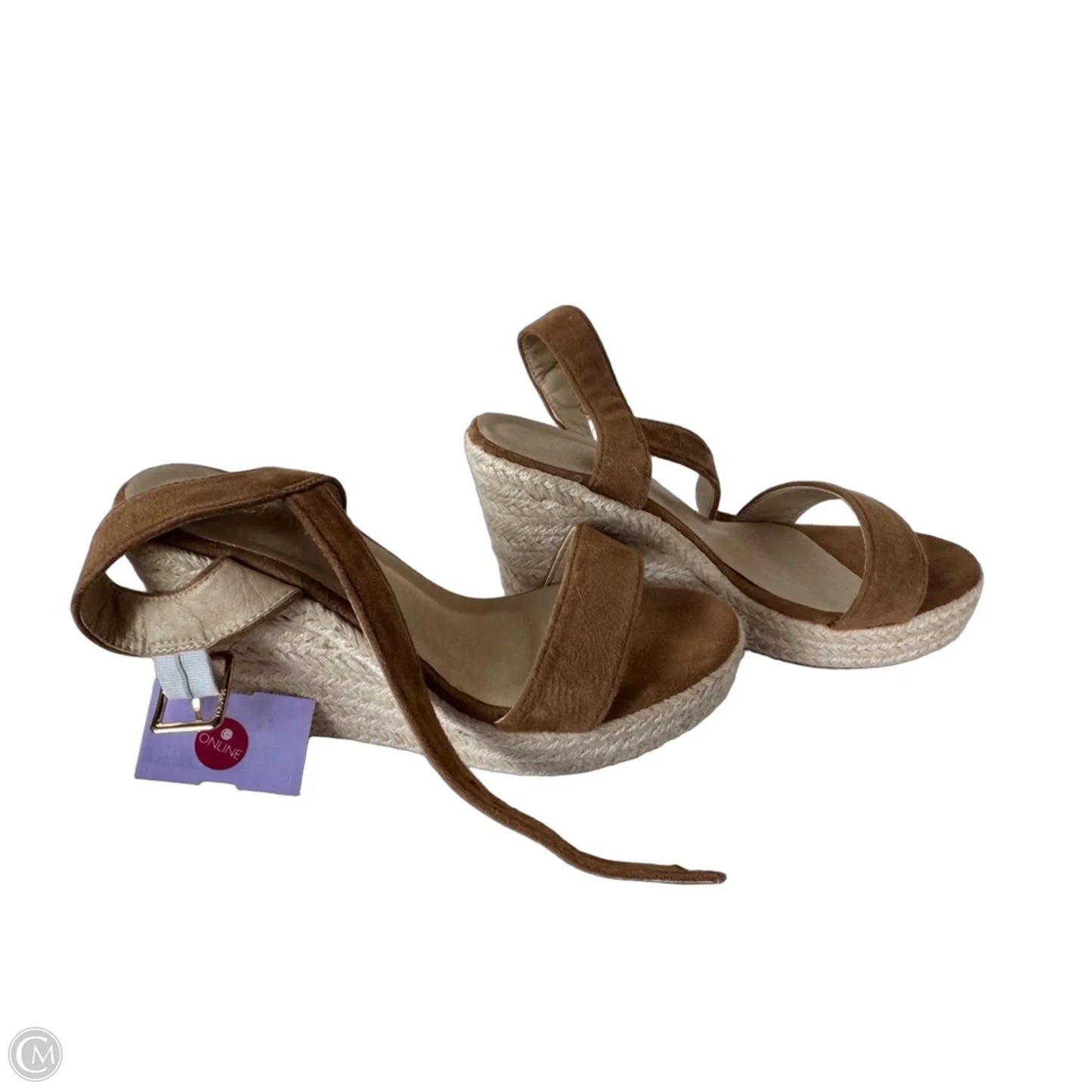 Sandals Heels Wedge By Clothes Mentor In Brown, Size: 7.5