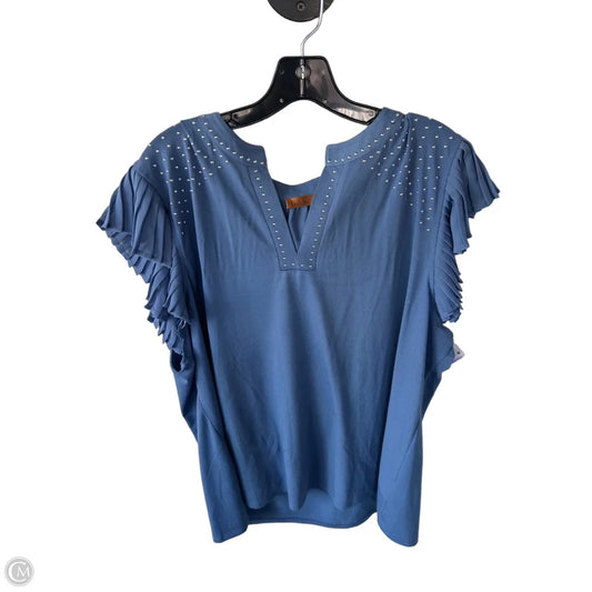 Top Short Sleeve By Belldini In Blue & Silver, Size: 3x