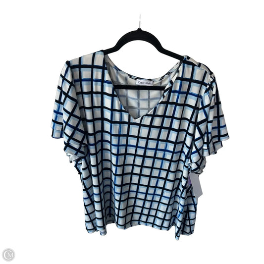 Top Short Sleeve By Calvin Klein In Blue & White, Size: 3x