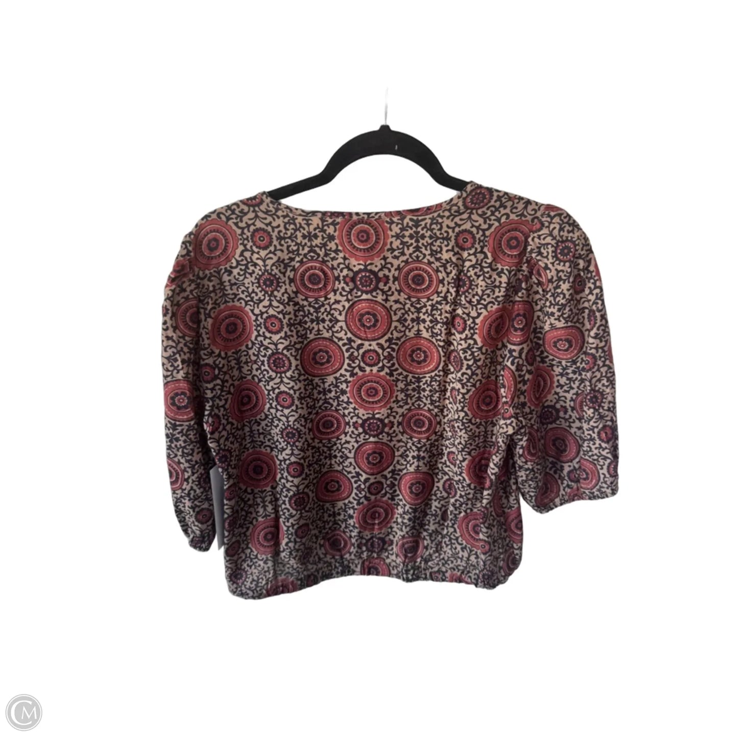 Top Short Sleeve By Evereve In Brown & Red, Size: M