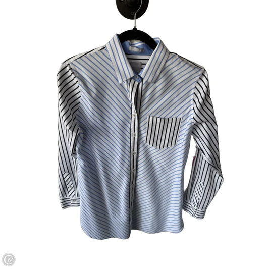 Tunic Long Sleeve By Chicos In Blue & White, Size: S