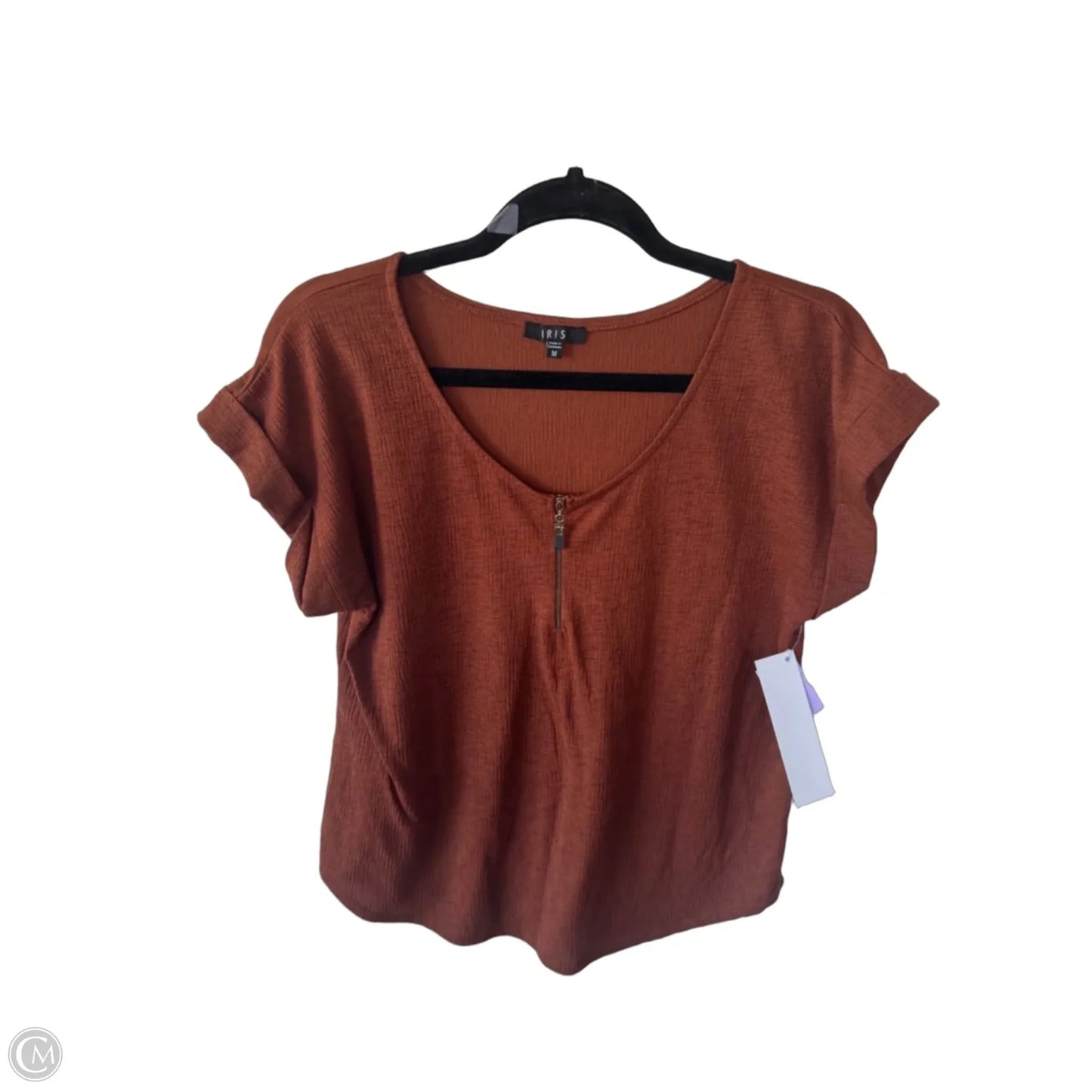 Top Short Sleeve By Iris In Orange, Size: M