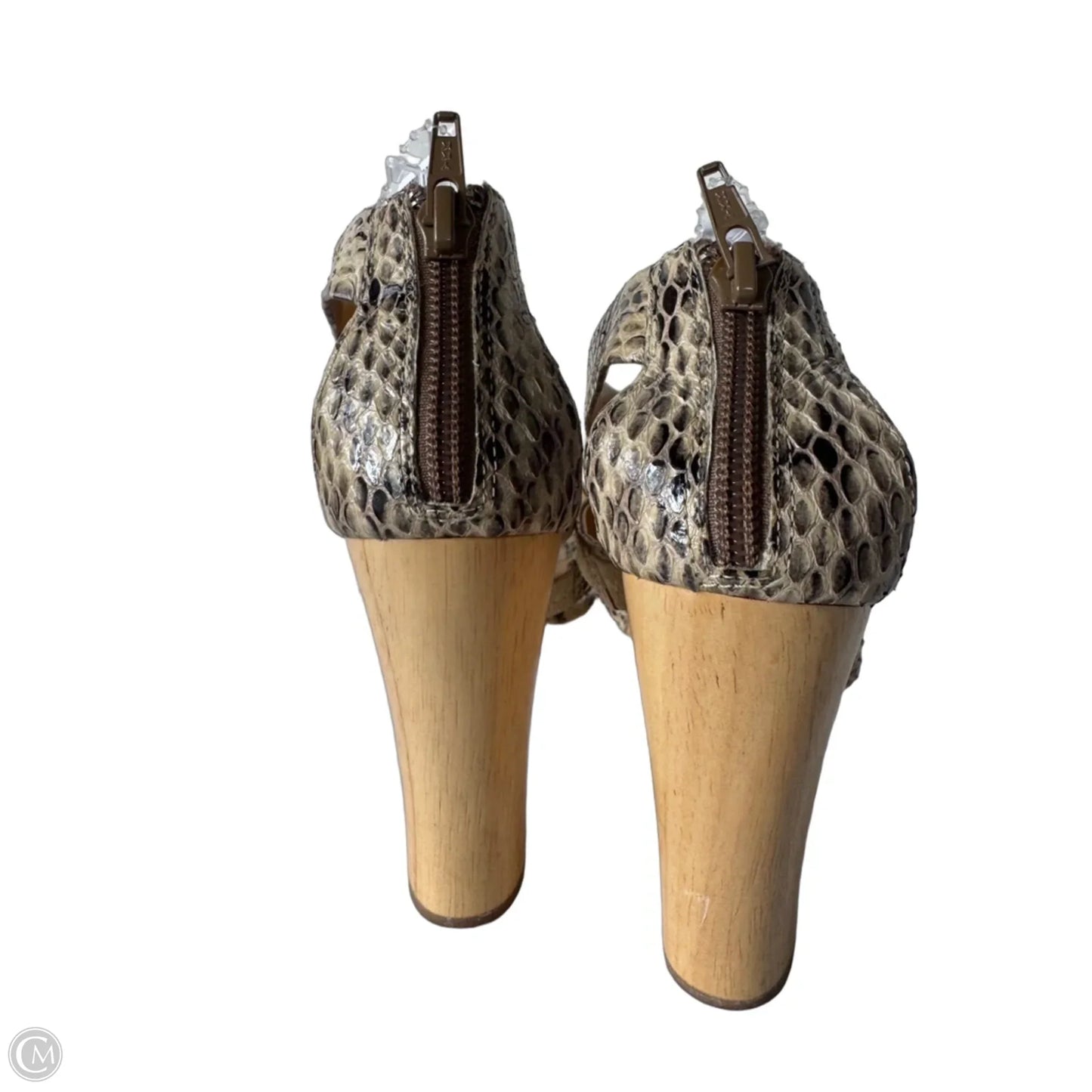 Sandals Heels Block By Clothes Mentor In Snakeskin Print, Size: 8.5