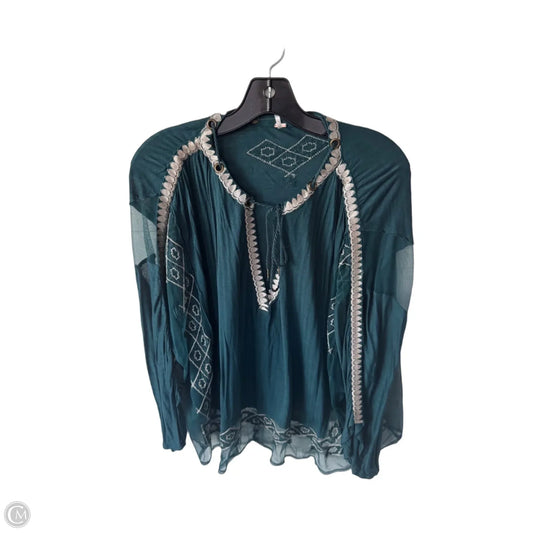 Top 3/4 Sleeve By Free People In Green & Tan, Size: Xs