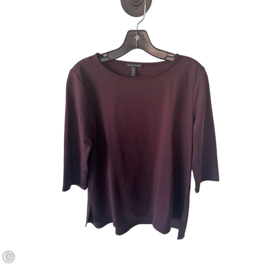 Top 3/4 Sleeve Basic By Eileen Fisher In Brown, Size: Xs