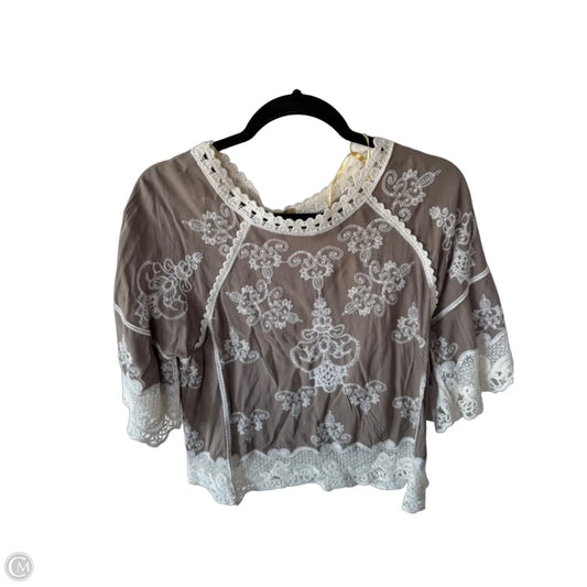 Top 3/4 Sleeve By Democracy In Brown & Cream, Size: Xs