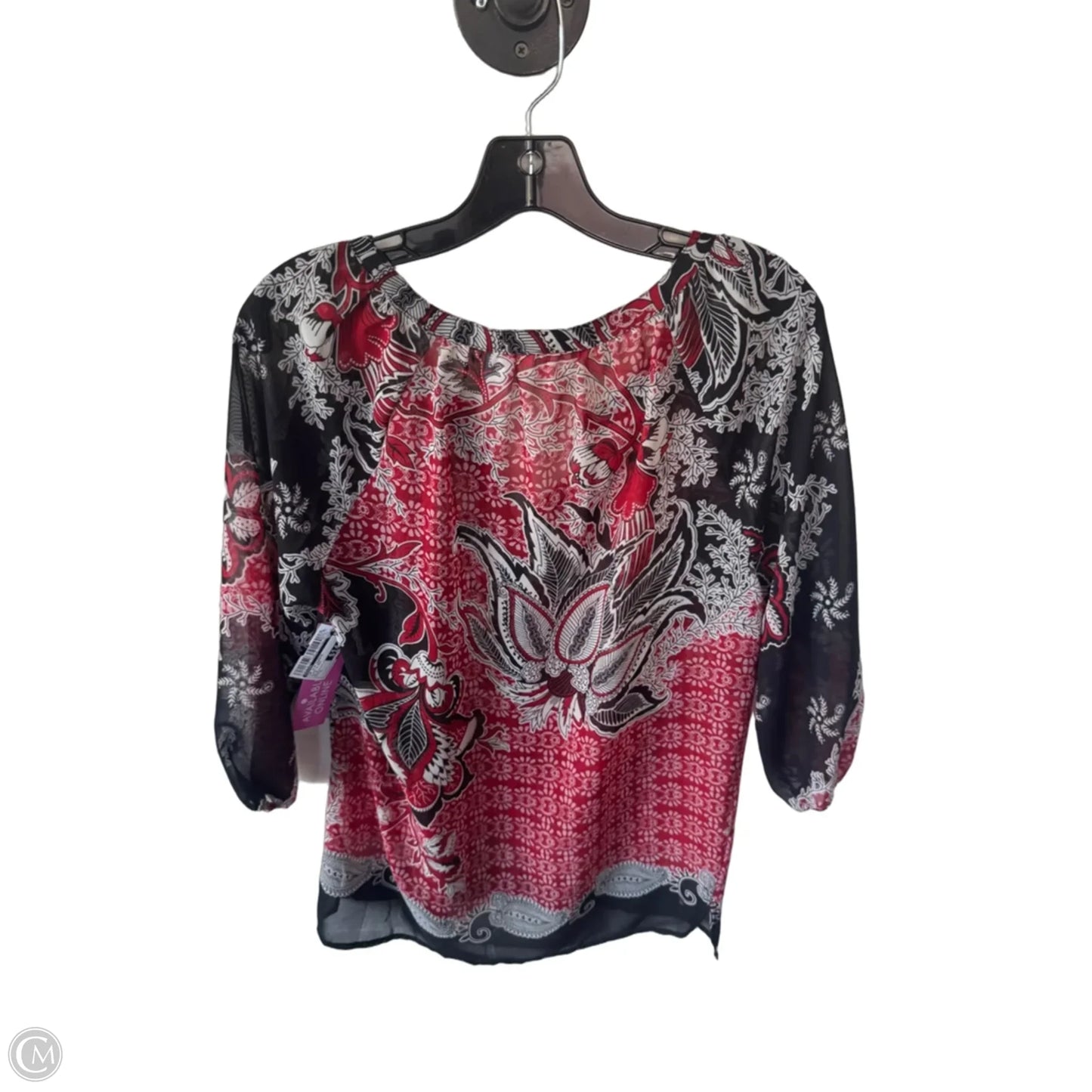 Top 3/4 Sleeve By Chicos In Black & Red, Size: S