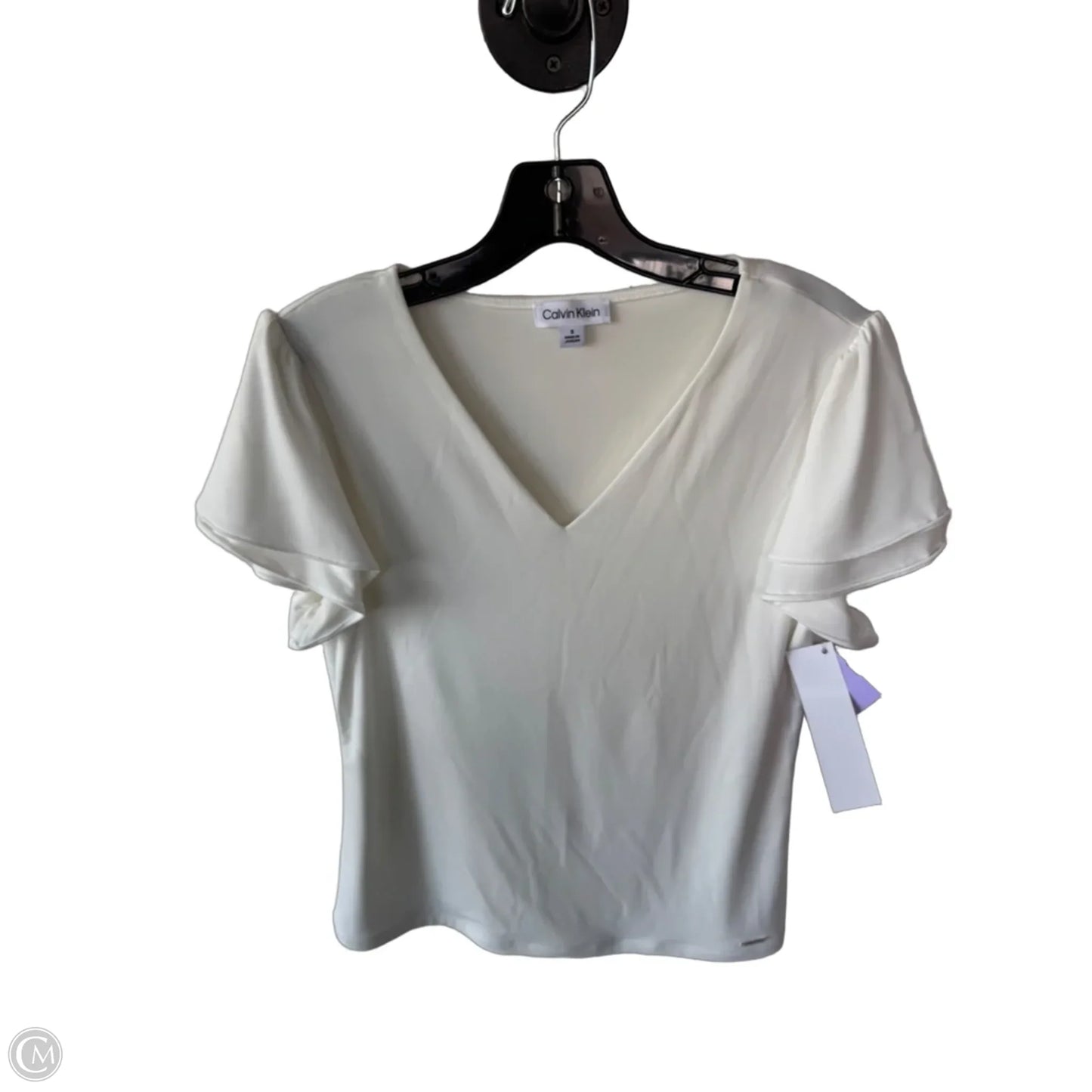 Top Short Sleeve By Calvin Klein In White, Size: S