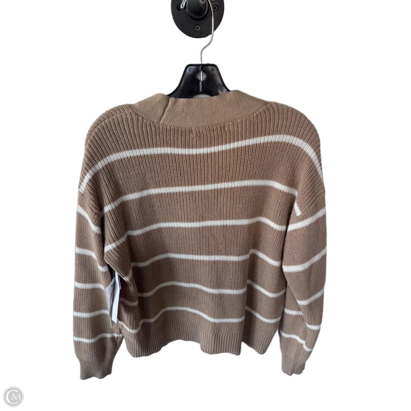 Sweater Cardigan By Clothes Mentor In Tan & White, Size: M