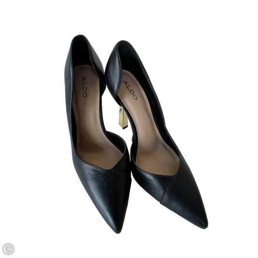 Shoes Heels Stiletto By Aldo In Black & Gold, Size: 8.5