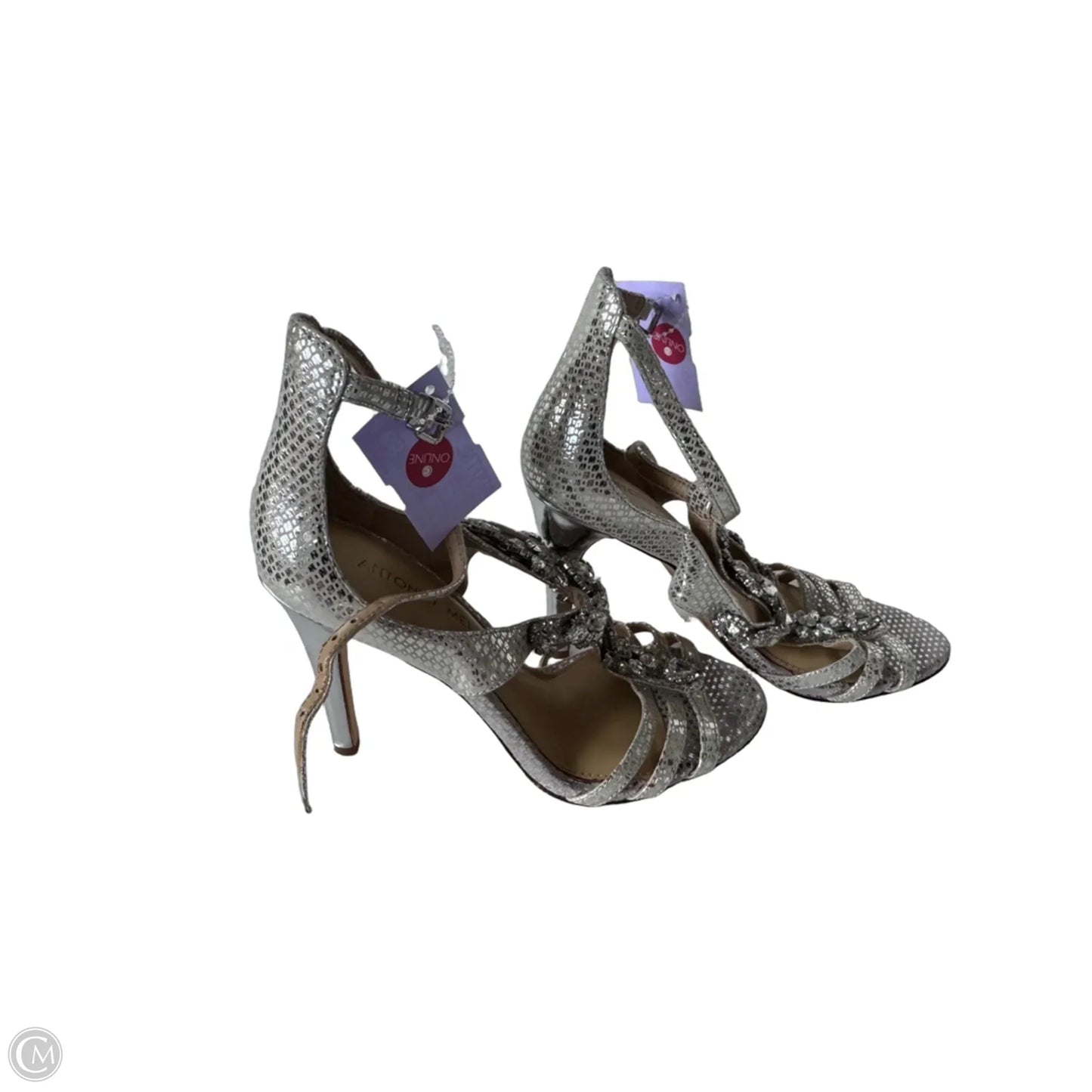 Sandals Heels Stiletto By Antonio Melani In Silver, Size: 6