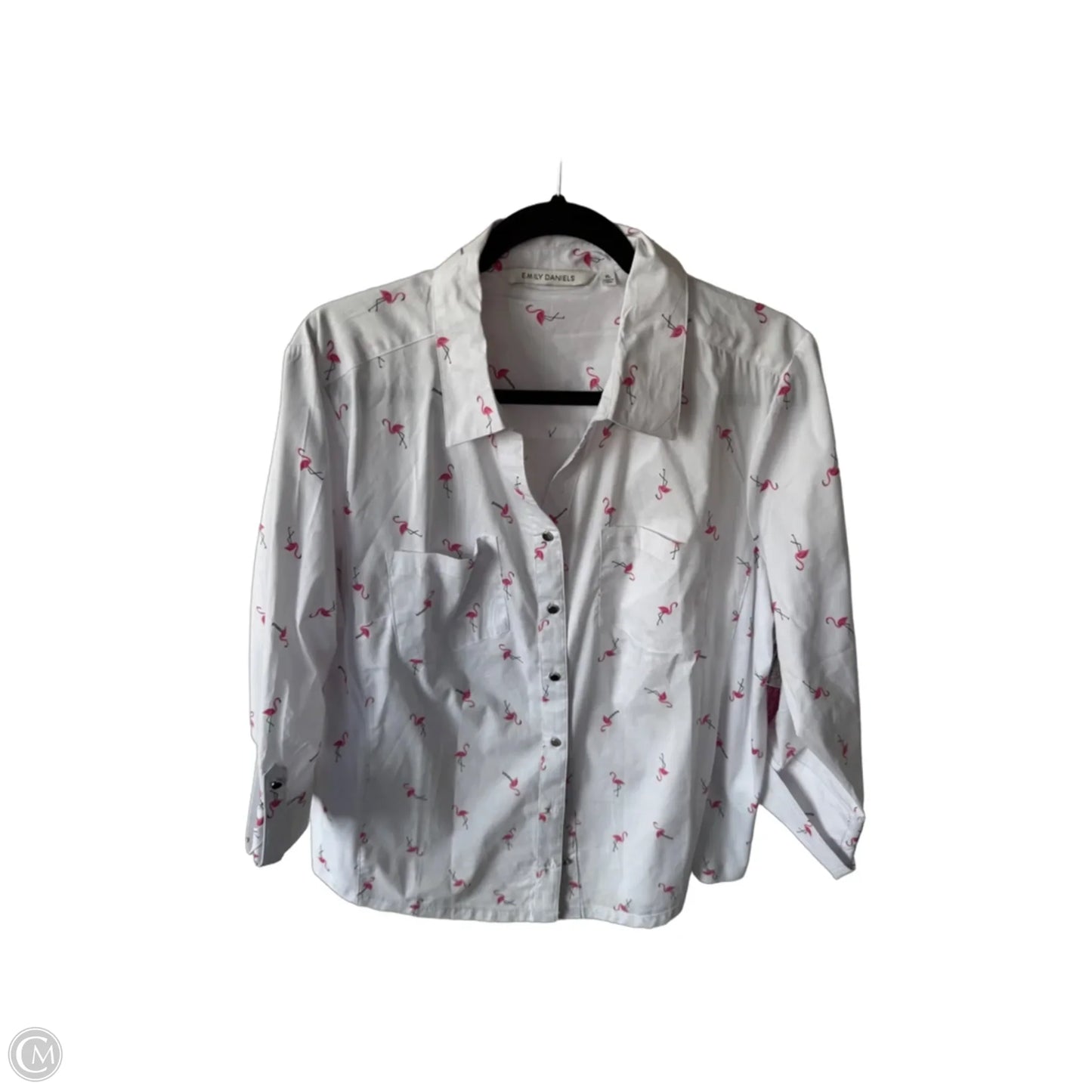 Top 3/4 Sleeve By Emily Daniels In Pink & White, Size: Xl