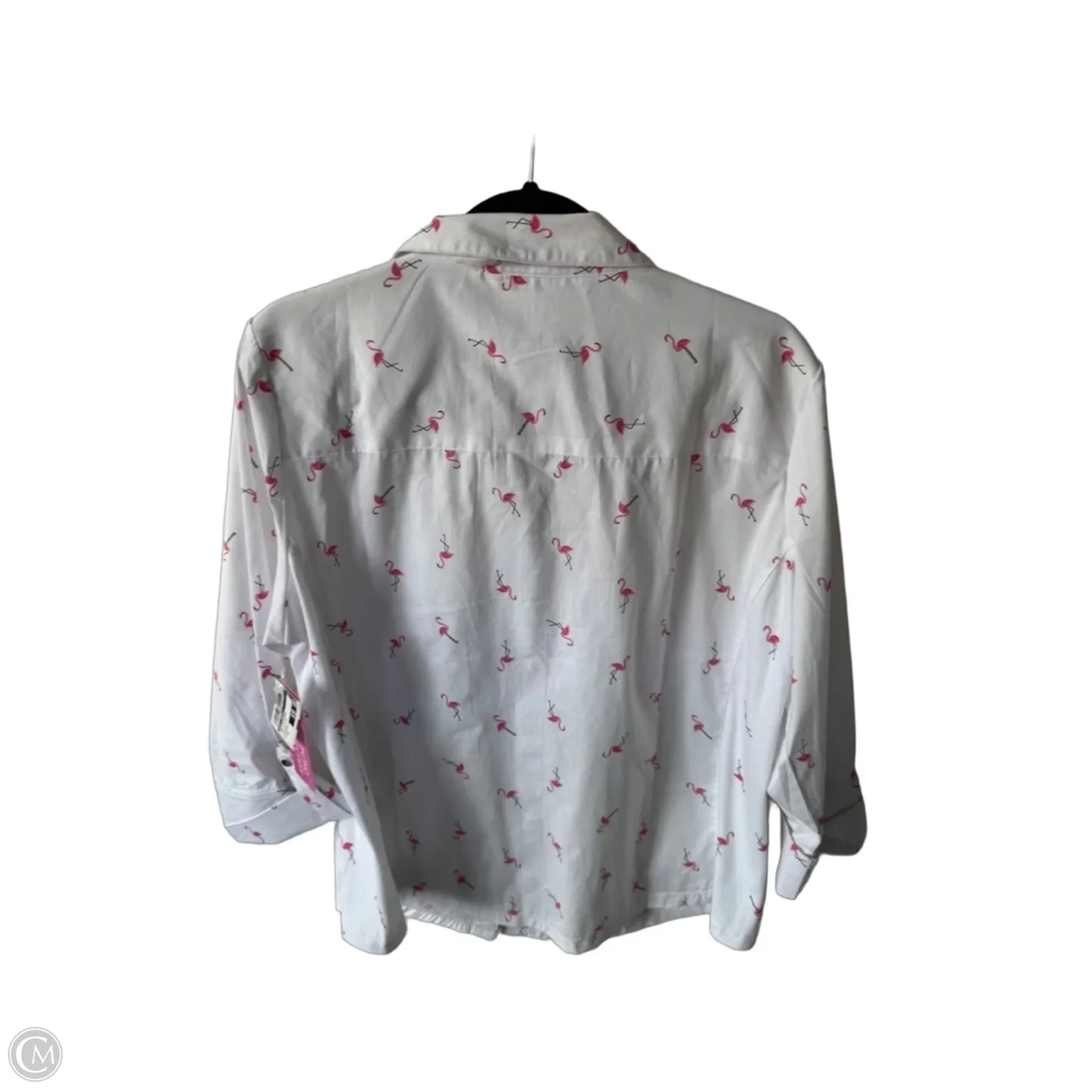 Top 3/4 Sleeve By Emily Daniels In Pink & White, Size: Xl
