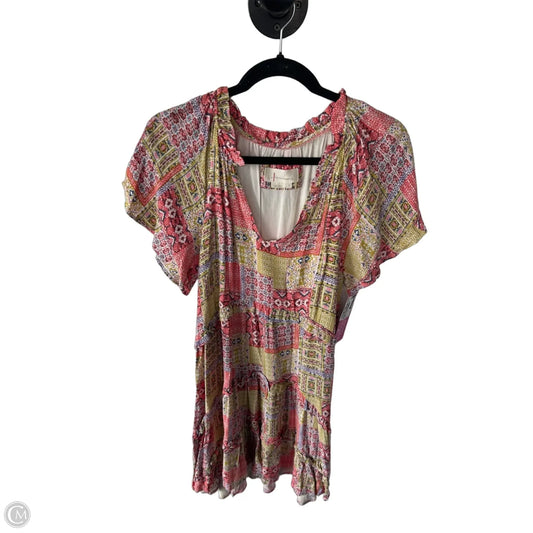 Dress Casual Short By Anthropologie In Green & Pink, Size: S