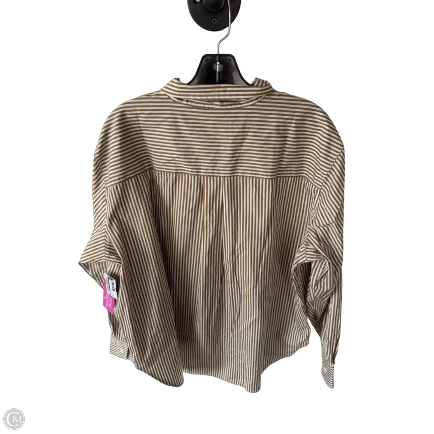 Top Long Sleeve By Spanx In Brown & White, Size: L