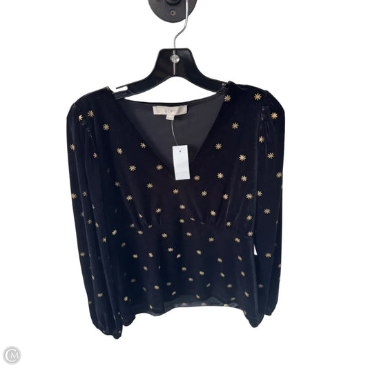 Top Long Sleeve By Loft In Black & Gold, Size: M