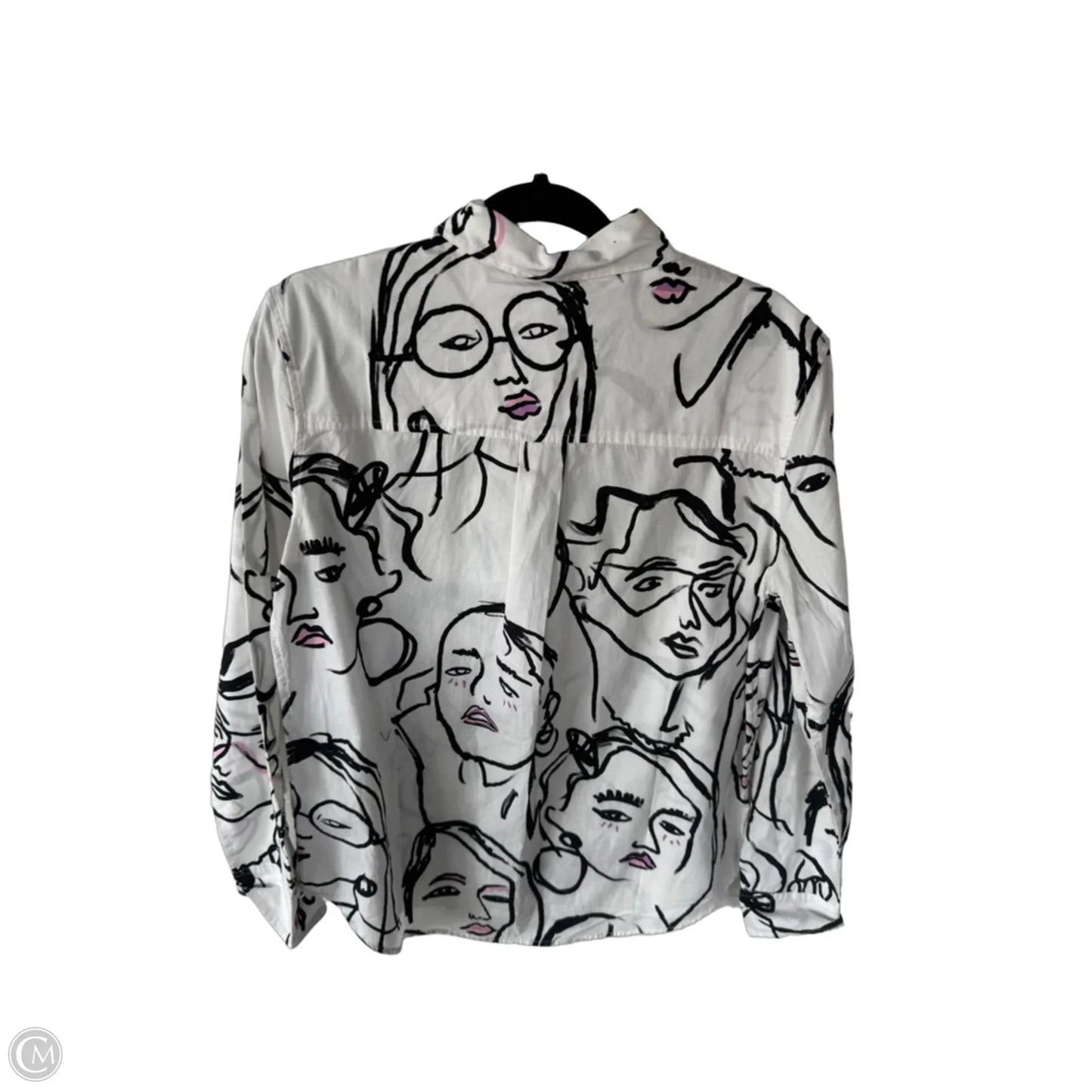 Top Long Sleeve By Desigual In Black & White, Size: M