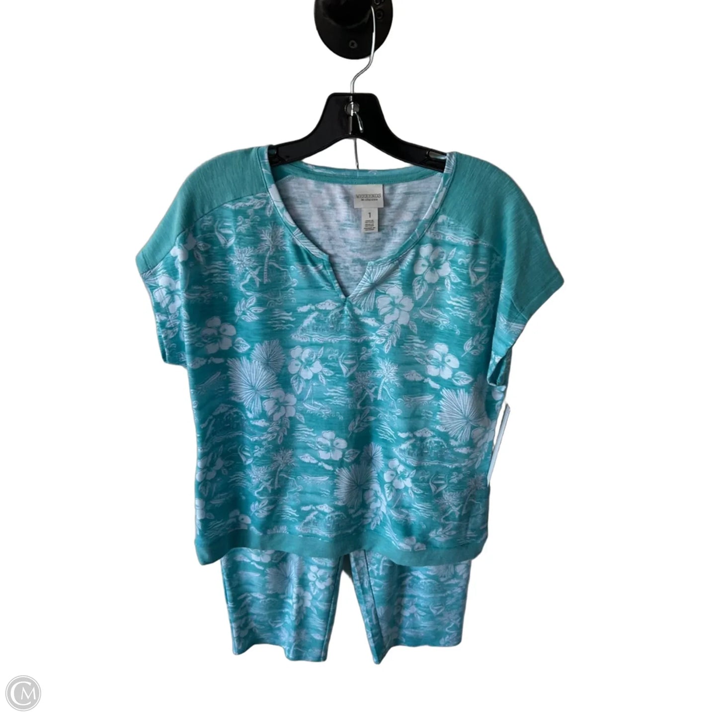 Pajamas 2pc By Chicos In Blue & White, Size: M