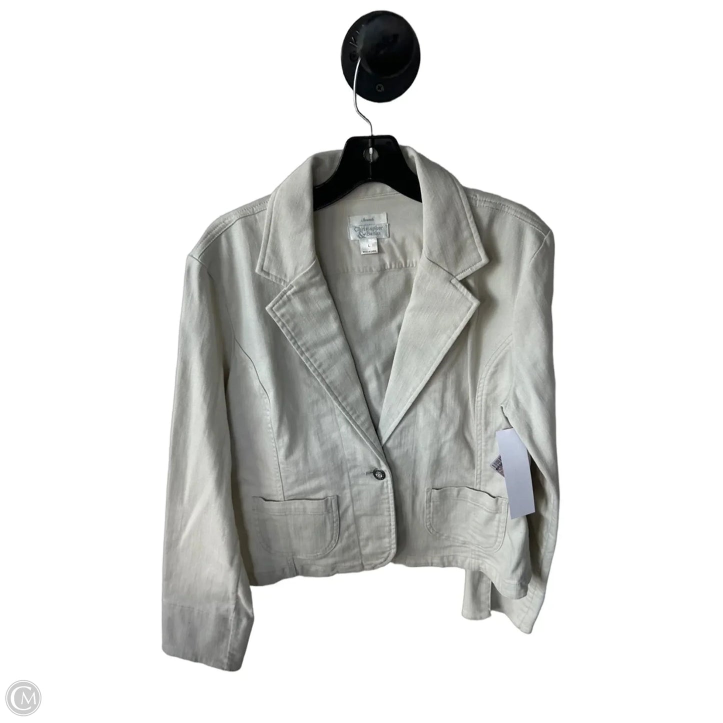 Blazer By Christopher And Banks In Tan Denim, Size: L