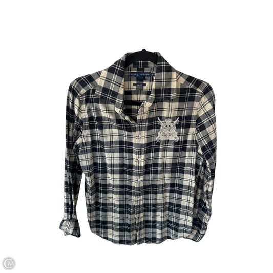 Top Long Sleeve By Ralph Lauren Blue Label In Black & Tan, Size: L
