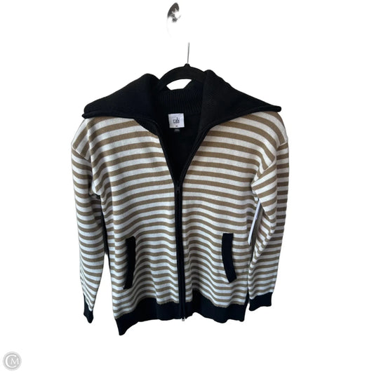 Sweater Cardigan By Cabi In Black & Tan, Size: Xs