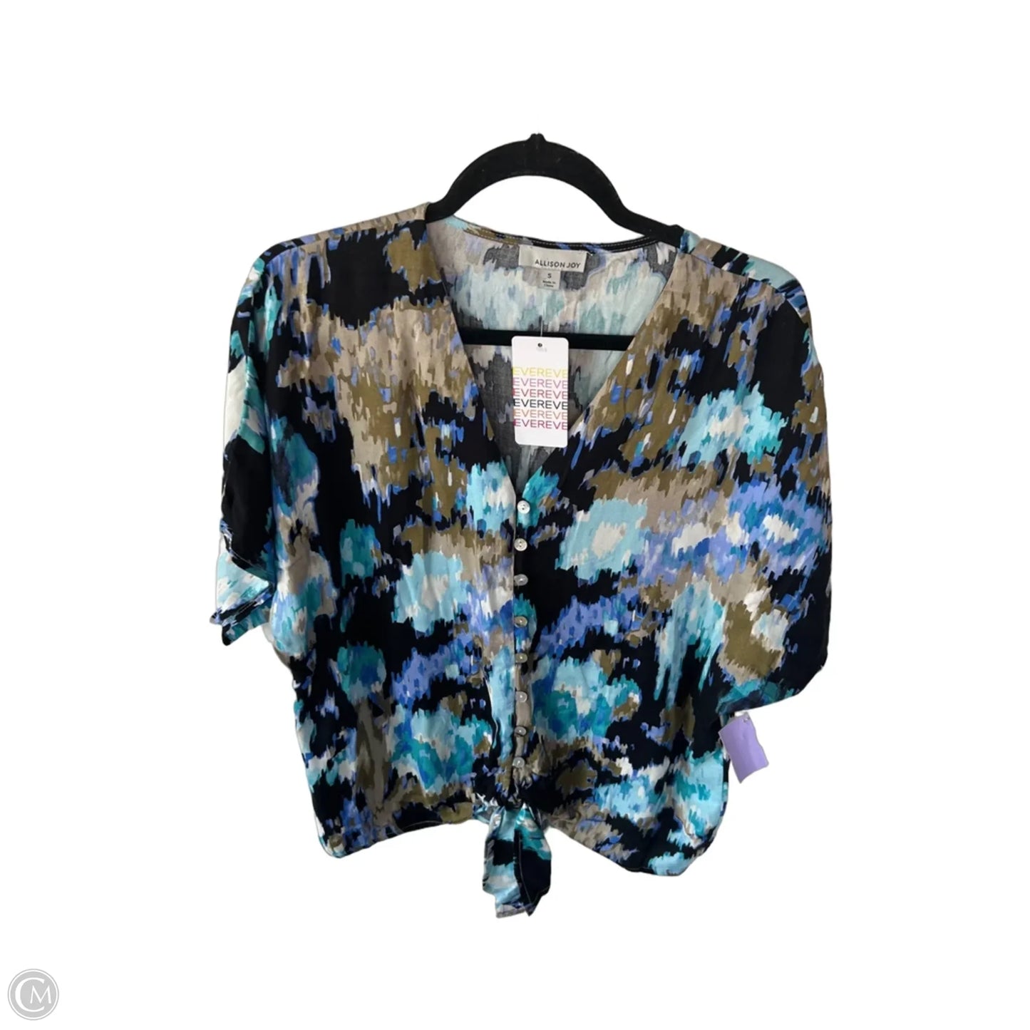 Top Short Sleeve By Allison Joy In Black & Blue, Size: S