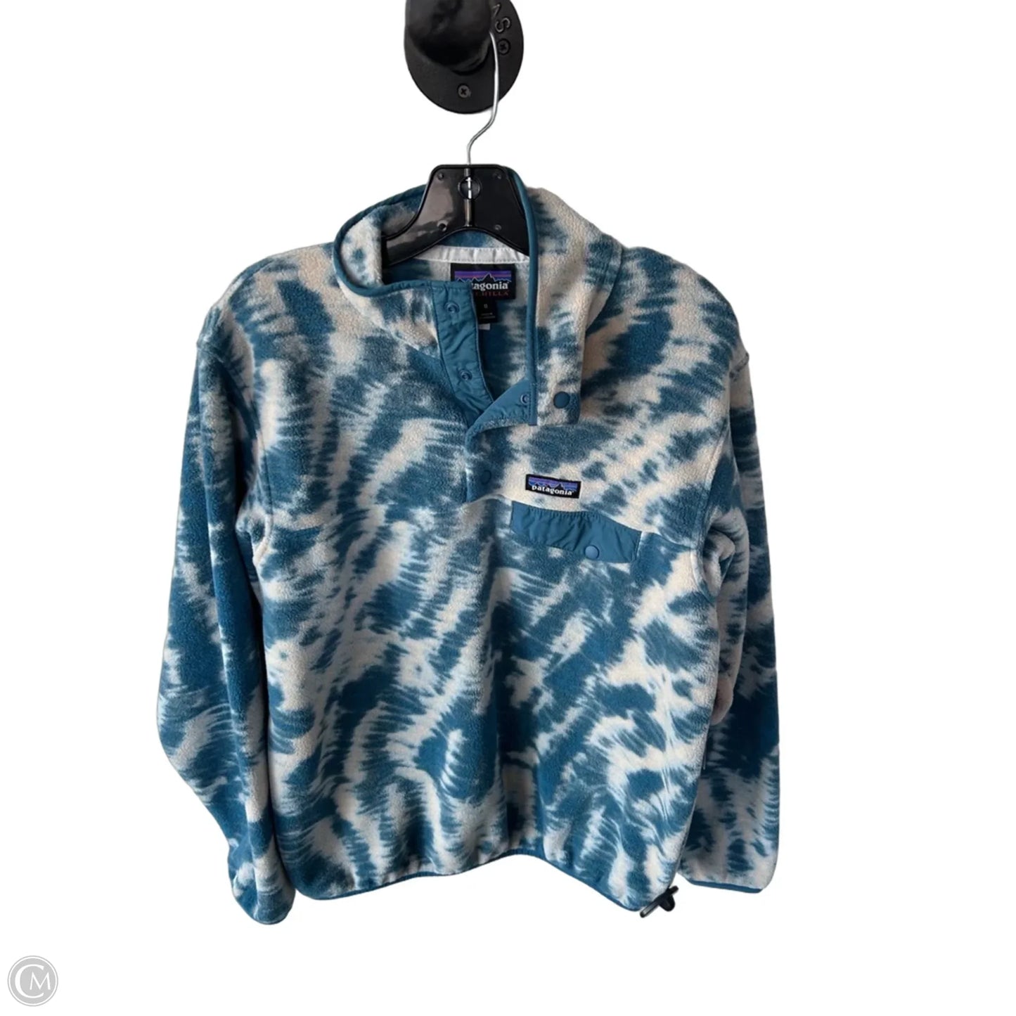 Jacket Fleece By Patagonia In Blue & Tan, Size: M