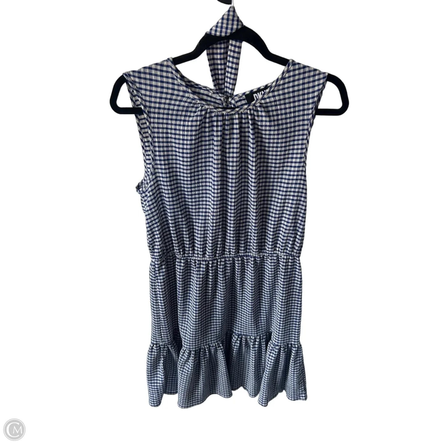 Dress Casual Midi By Dkny In Blue & Cream, Size: M