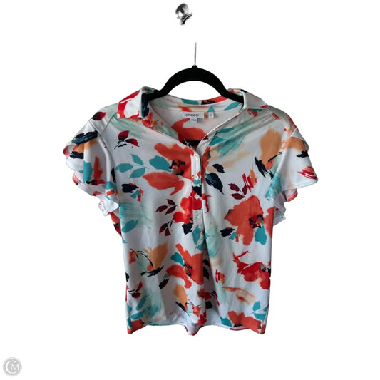 Top Short Sleeve By Chicos In Blue & Orange, Size: M