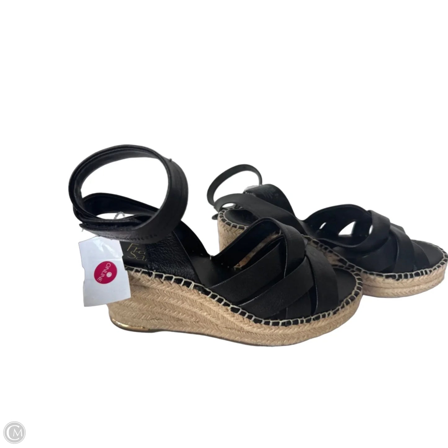Sandals Heels Wedge By Franco Sarto In Black & Tan, Size: 7.5