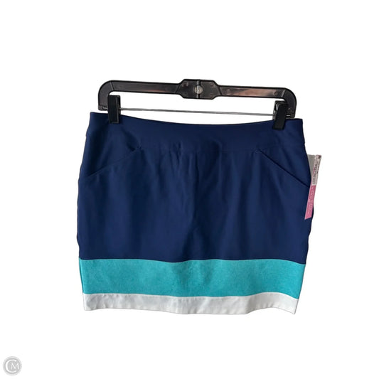 Athletic Skort By Adidas In Blue & White, Size: 4