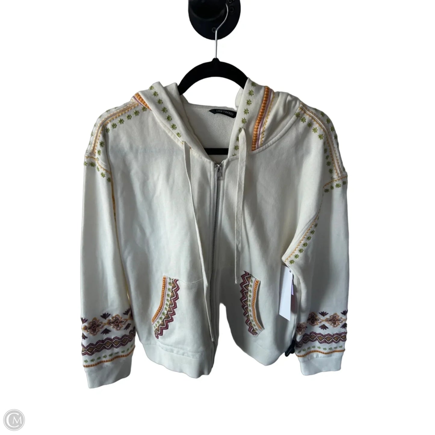 Sweatshirt Hoodie By Driftwood In Cream & Green, Size: L