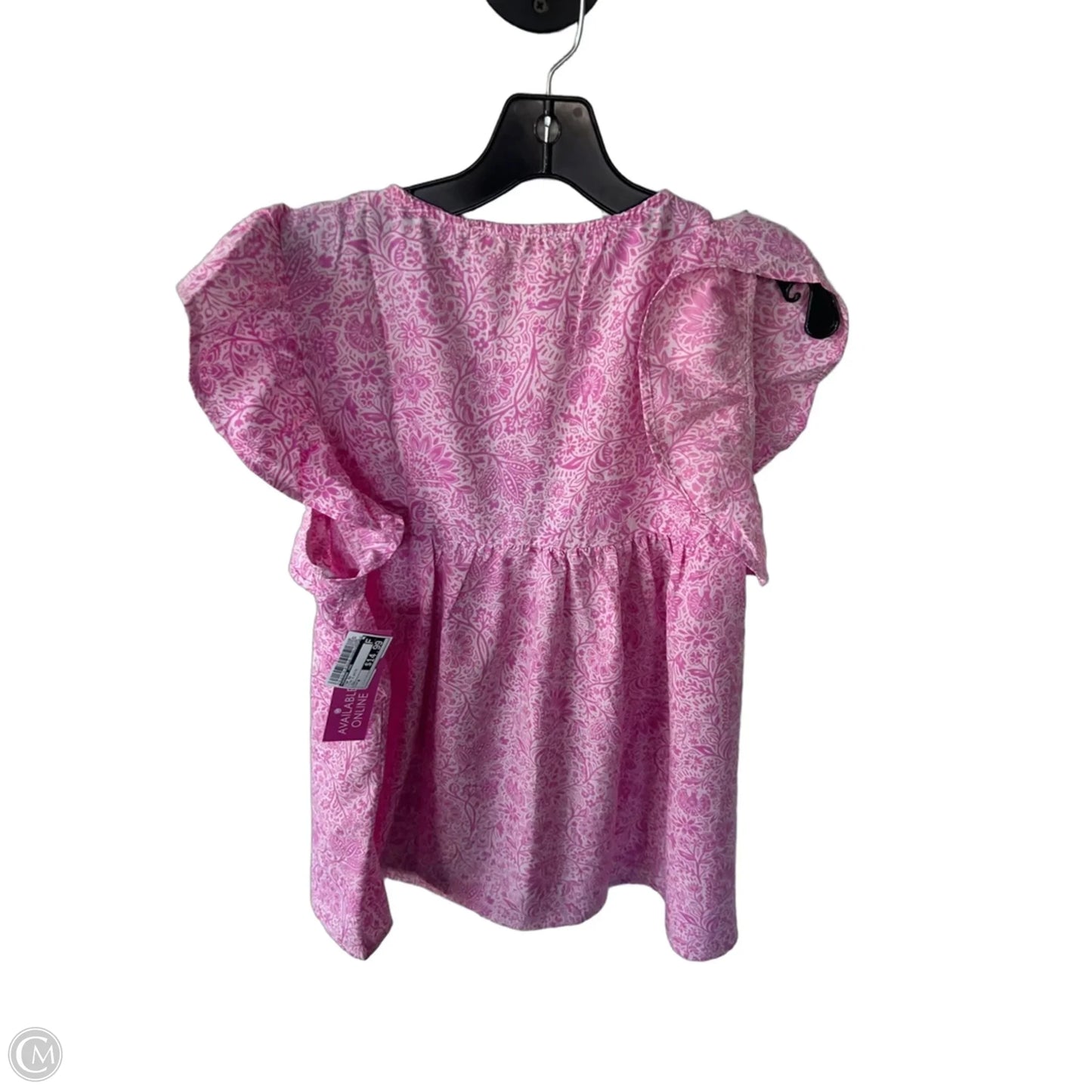 Top Short Sleeve By Savanna Jane In Pink & White, Size: M